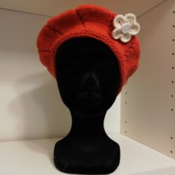 Béret Femme orange 100% laine mérino
