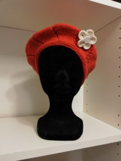 Béret Femme orange 100% laine mérino