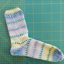Chaussettes en laine 36/37 bleu jaune pastel