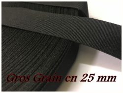 Elastique Gros grain noir en 25 mm