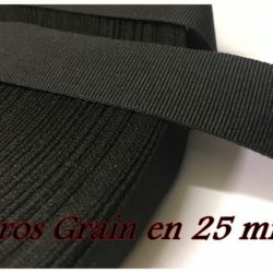 Elastique Gros grain noir en 25 mm