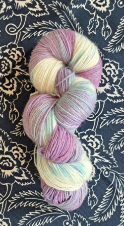 Echeveaux Laine à chaussettes Laine/soie bleu blanc lilas